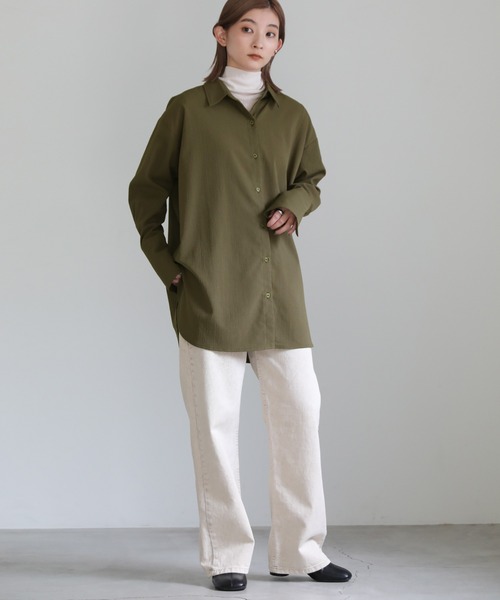 select MOCA（セレクトモカ）の「ロングカフスオーバーシャツ（シャツ/ブラウス・レディース・カーキ/ライトベージュ/テラコッタ・FREE）」の6枚目の写真