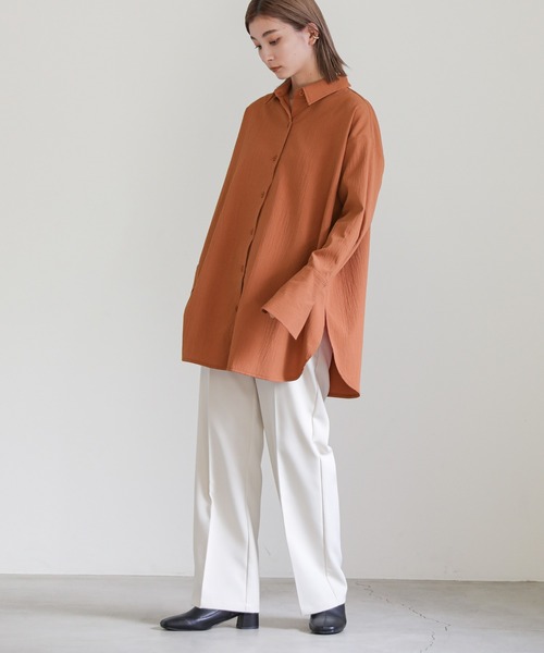 select MOCA（セレクトモカ）の「ロングカフスオーバーシャツ（シャツ/ブラウス・レディース・カーキ/ライトベージュ/テラコッタ・FREE）」の4枚目の写真