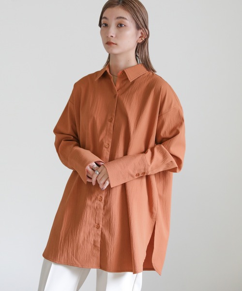select MOCA（セレクトモカ）の「ロングカフスオーバーシャツ（シャツ/ブラウス・レディース・カーキ/ライトベージュ/テラコッタ・FREE）」の9枚目の写真