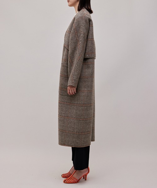 ROPE'（ロペ）の「【一部直営店舗・WEB限定】【2点セット】ジレ＋ボレロ  チェック柄リバーシブルコート（チェスターコート・レディース・ダークブラウン/ブラック・36/38）」の12枚目の写真
