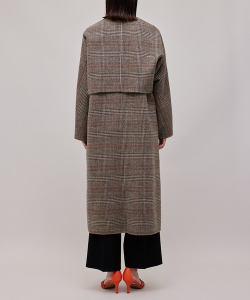 ROPE'（ロペ）の「【一部直営店舗・WEB限定】【2点セット】ジレ＋ボレロ  チェック柄リバーシブルコート（チェスターコート・レディース・ダークブラウン/ブラック・36/38）」の13枚目の写真