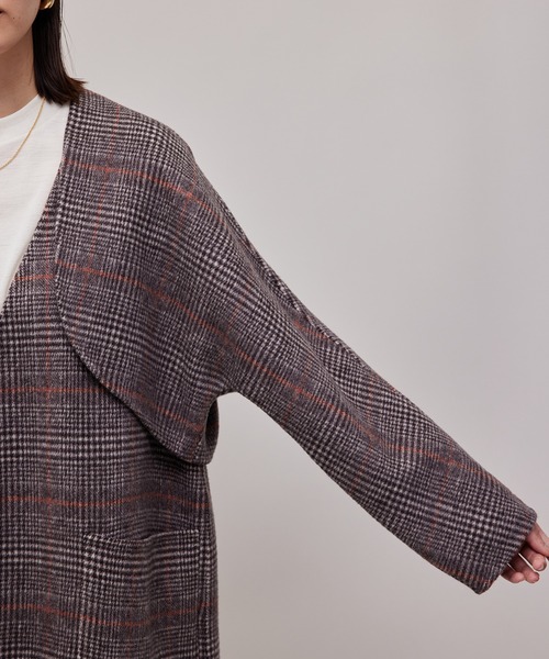 ROPE'（ロペ）の「【一部直営店舗・WEB限定】【2点セット】ジレ＋ボレロ  チェック柄リバーシブルコート（チェスターコート・レディース・ダークブラウン/ブラック・36/38）」の15枚目の写真