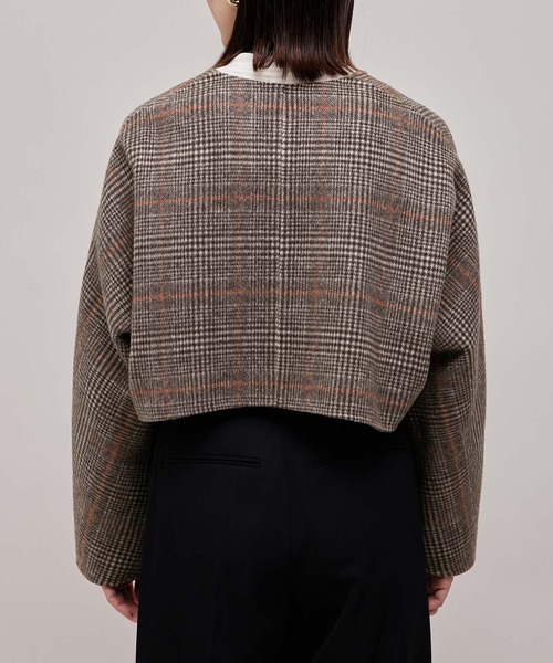 ROPE'（ロペ）の「【一部直営店舗・WEB限定】【2点セット】ジレ＋ボレロ  チェック柄リバーシブルコート（チェスターコート・レディース・ダークブラウン/ブラック・36/38）」の18枚目の写真