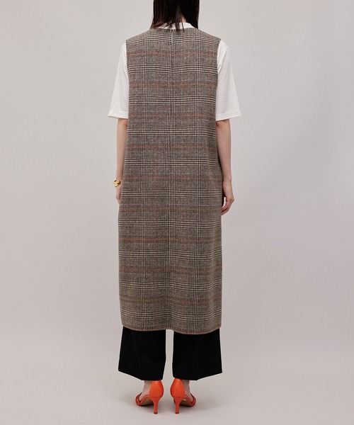 ROPE'（ロペ）の「【一部直営店舗・WEB限定】【2点セット】ジレ＋ボレロ  チェック柄リバーシブルコート（チェスターコート・レディース・ダークブラウン/ブラック・36/38）」の21枚目の写真