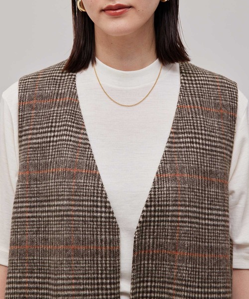 ROPE'（ロペ）の「【一部直営店舗・WEB限定】【2点セット】ジレ＋ボレロ  チェック柄リバーシブルコート（チェスターコート・レディース・ダークブラウン/ブラック・36/38）」の22枚目の写真