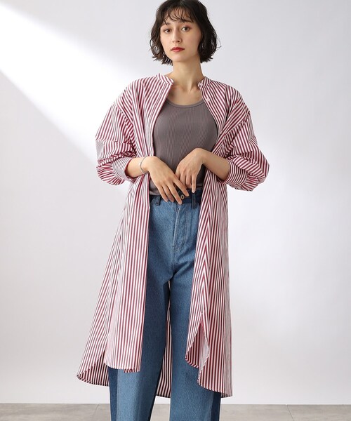 THE SHOP TK (ザ ショップ ティーケー )の「◆バンドカラーシャツワンピース(ワンピース・レディース・ホワイト系/オリーブ/ワイン系4/ネイビー系2・11/12)」の4枚目の写真