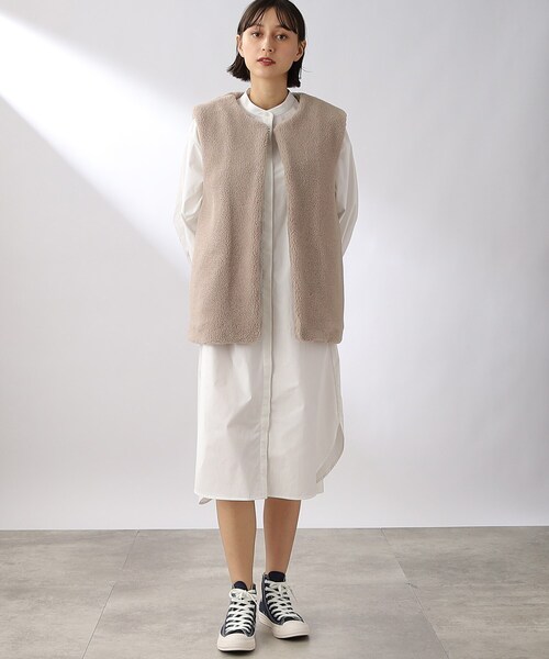 THE SHOP TK (ザ ショップ ティーケー )の「◆バンドカラーシャツワンピース(ワンピース・レディース・ホワイト系/オリーブ/ワイン系4/ネイビー系2・11/12)」の6枚目の写真