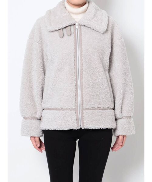 MERCURYDUO（マーキュリーデュオ）の「ボアボンバージャケット（その他アウター・レディース・ライトグレー/アイボリー・SMALL/MEDIUM）」の3枚目の写真