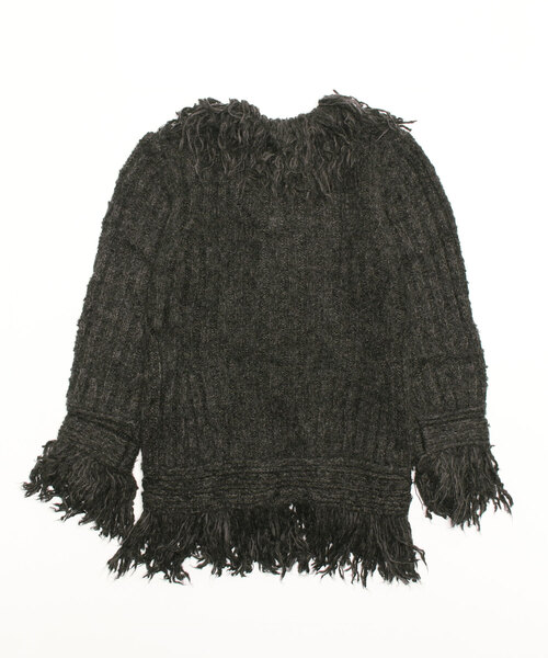 TheOpen Product(ザオープンプロダクト)の「THE OPEN PRODUCT /ザオープンプロダクト/ FRINGE DETAIL CARDIGAN GTO214KT005(ニット/セーター・レディース・ダークグレー/グリーン・1)」の3枚目の写真