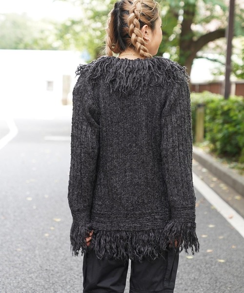 TheOpen Product(ザオープンプロダクト)の「THE OPEN PRODUCT /ザオープンプロダクト/ FRINGE DETAIL CARDIGAN GTO214KT005(ニット/セーター・レディース・ダークグレー/グリーン・1)」の19枚目の写真