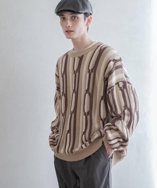 RAGEBLUE（レイジブルー）の「レトロジャガードニット（ニット/セーター・メンズ・ホワイト系その他/ベージュ系その他/グリーン系その他/ブルー系その他・MEDIUM/LARGE）」の9枚目の写真