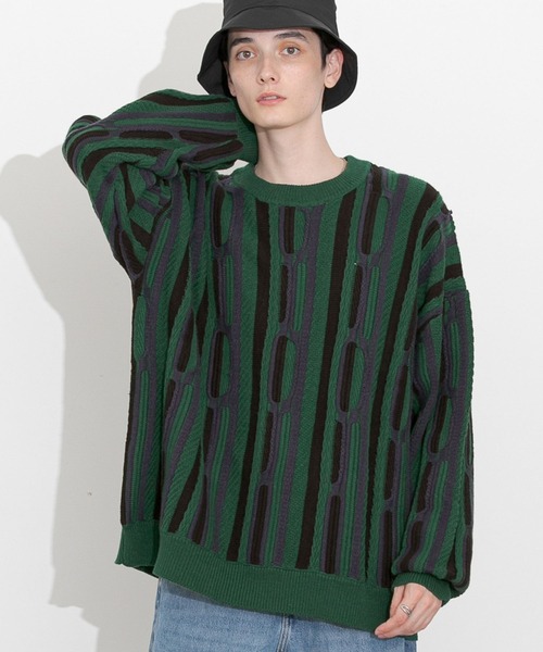 RAGEBLUE（レイジブルー）の「レトロジャガードニット（ニット/セーター・メンズ・ホワイト系その他/ベージュ系その他/グリーン系その他/ブルー系その他・MEDIUM/LARGE）」の12枚目の写真