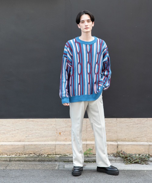 RAGEBLUE（レイジブルー）の「レトロジャガードニット（ニット/セーター・メンズ・ホワイト系その他/ベージュ系その他/グリーン系その他/ブルー系その他・MEDIUM/LARGE）」の13枚目の写真