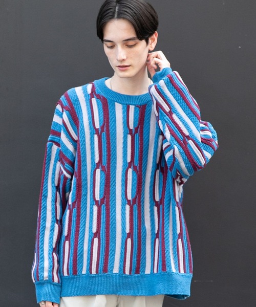 RAGEBLUE（レイジブルー）の「レトロジャガードニット（ニット/セーター・メンズ・ホワイト系その他/ベージュ系その他/グリーン系その他/ブルー系その他・MEDIUM/LARGE）」の14枚目の写真