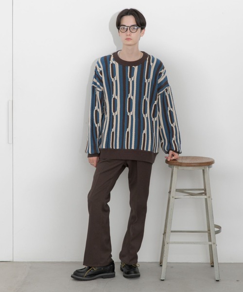 RAGEBLUE（レイジブルー）の「レトロジャガードニット（ニット/セーター・メンズ・ホワイト系その他/ベージュ系その他/グリーン系その他/ブルー系その他・MEDIUM/LARGE）」の17枚目の写真