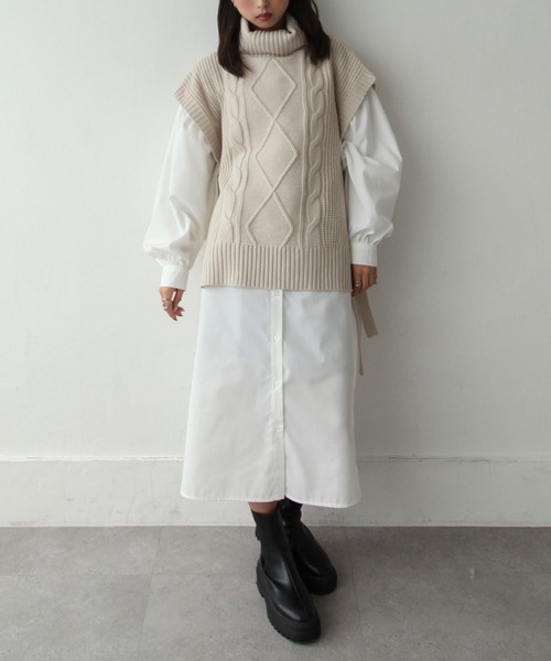 Chillfar(チルファー)の「5Gタートルニットベスト(ベスト・レディース・ライトベージュ/オレンジ/ブルー/ブラック・FREE)」の14枚目の写真