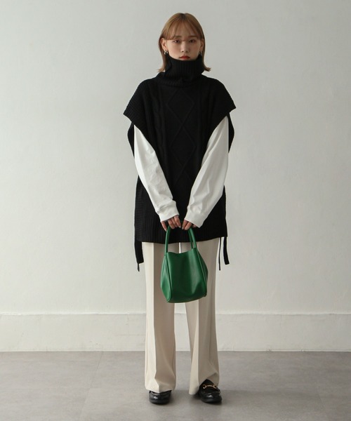 Chillfar(チルファー)の「5Gタートルニットベスト(ベスト・レディース・ライトベージュ/オレンジ/ブルー/ブラック・FREE)」の8枚目の写真