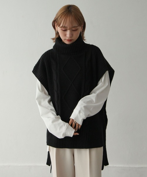 Chillfar(チルファー)の「5Gタートルニットベスト(ベスト・レディース・ライトベージュ/オレンジ/ブルー/ブラック・FREE)」の6枚目の写真