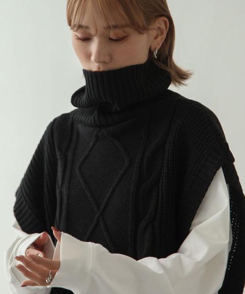 Chillfar(チルファー)の「5Gタートルニットベスト(ベスト・レディース・ライトベージュ/オレンジ/ブルー/ブラック・FREE)」の5枚目の写真