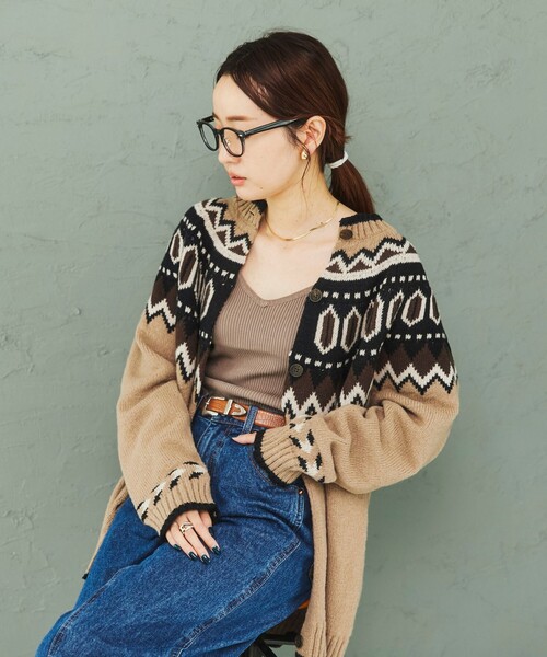 FEELING MADE（フィーリングメイド）の「FEELING MADE ノルディック パターン ニットカーディガン <UNISEX>（カーディガン/ボレロ・レディース・ブラック/ベージュ・FREE）」の13枚目の写真