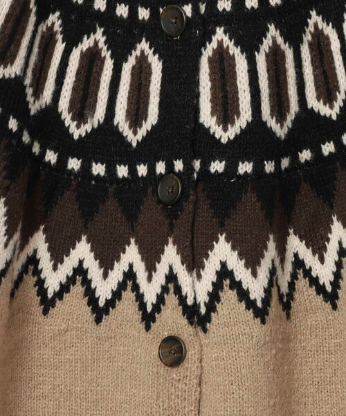 FEELING MADE（フィーリングメイド）の「FEELING MADE ノルディック パターン ニットカーディガン <UNISEX>（カーディガン/ボレロ・レディース・ブラック/ベージュ・FREE）」の14枚目の写真