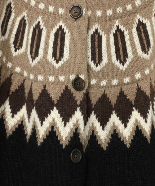 FEELING MADE（フィーリングメイド）の「FEELING MADE ノルディック パターン ニットカーディガン <UNISEX>（カーディガン/ボレロ・レディース・ブラック/ベージュ・FREE）」の11枚目の写真