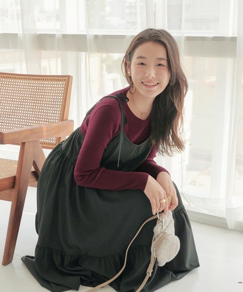 CHAN ME（チャンミ）の「クルーネックリブニット（ニット/セーター・レディース・アイボリー/ブラック/ブルー/ベージュ/ピンク/ブラウン/ライトグレー/ワイン/グリーン/ネイビー・MEDIUM/LARGE/X-LARGE/XX-LARGE）」の10枚目の写真