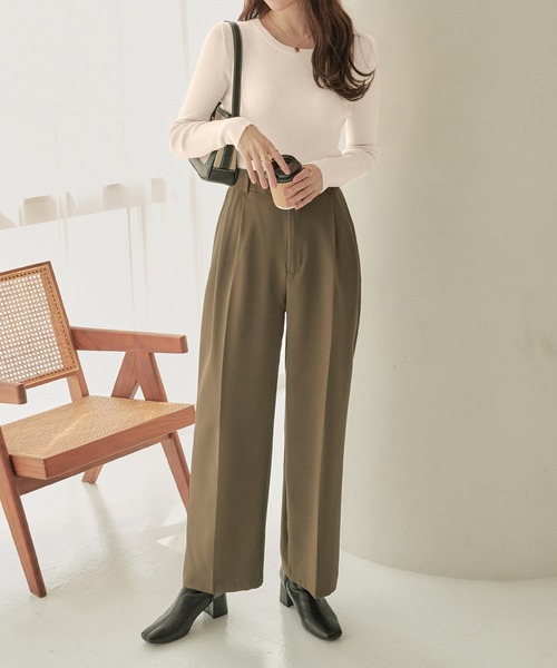 CHAN ME（チャンミ）の「クルーネックリブニット（ニット/セーター・レディース・アイボリー/ブラック/ブルー/ベージュ/ピンク/ブラウン/ライトグレー/ワイン/グリーン/ネイビー・MEDIUM/LARGE/X-LARGE/XX-LARGE）」の13枚目の写真