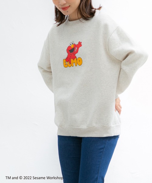 Honeys（ハニーズ）の「セサミ／ビッグスウェットトップス（スウェット・レディース・グリーン/オフホワイト/オートミール/ブルー/ブラック・M/L/LL）」の20枚目の写真