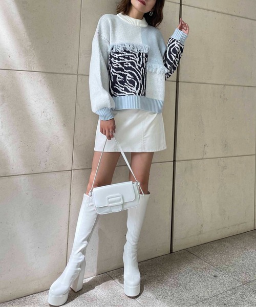 SPIRALGIRL（スパイラルガール）の「ハイウエストスカート（スカート・レディース・ブラック/ホワイト・FREE）」の6枚目の写真