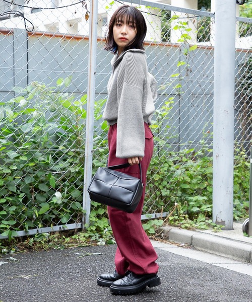 PBLIM（ページボーイリム）の「PAGEBOYLIM/ハーフジップショートプル（ニット/セーター・レディース・ブラック/グレー/オレンジ・FREE）」の18枚目の写真