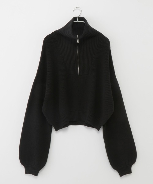 PBLIM（ページボーイリム）の「PAGEBOYLIM/ハーフジップショートプル（ニット/セーター・レディース・ブラック/グレー/オレンジ・FREE）」の10枚目の写真