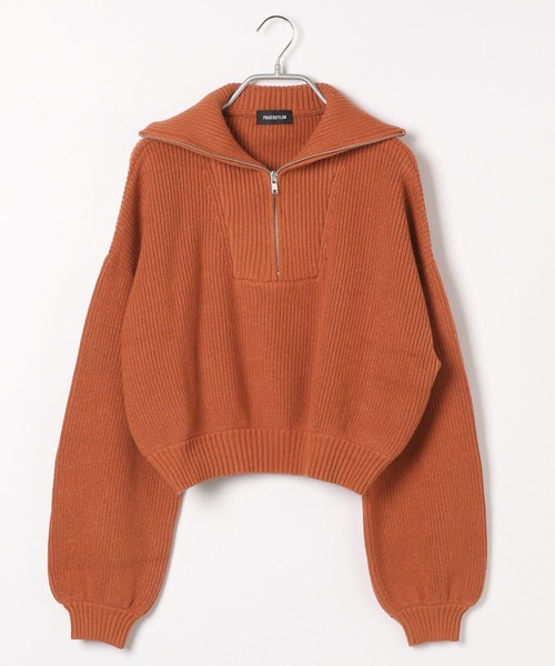 PBLIM（ページボーイリム）の「PAGEBOYLIM/ハーフジップショートプル（ニット/セーター・レディース・ブラック/グレー/オレンジ・FREE）」の19枚目の写真
