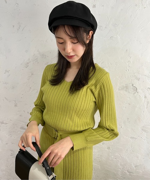 FREE'S MART（フリーズマート）の「ウォームストレッチリブブラウジングニットワンピース（ワンピース・レディース・ベージュ/ブラウン/ブラック/ライトグリーン・SMALL/MEDIUM）」の4枚目の写真