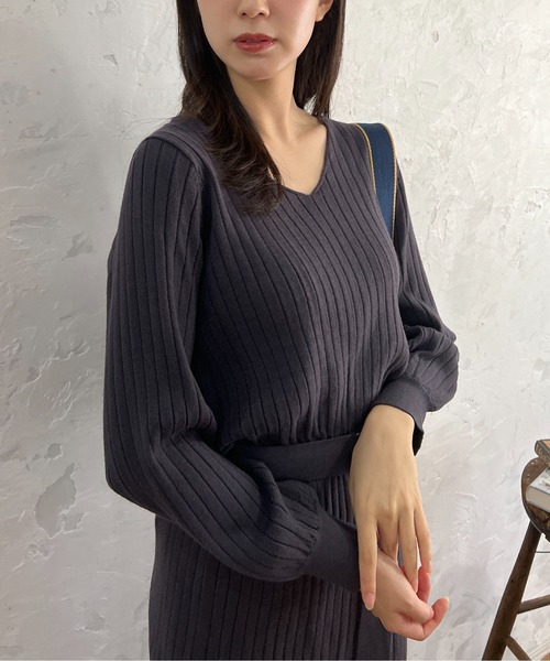 FREE'S MART（フリーズマート）の「ウォームストレッチリブブラウジングニットワンピース（ワンピース・レディース・ベージュ/ブラウン/ブラック/ライトグリーン・SMALL/MEDIUM）」の17枚目の写真