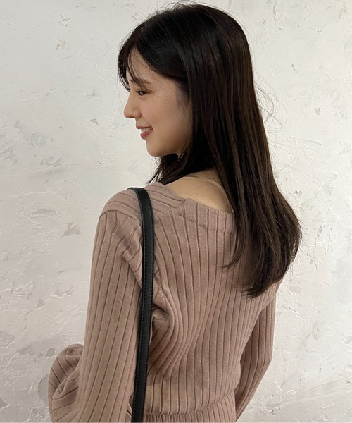 FREE'S MART（フリーズマート）の「ウォームストレッチリブブラウジングニットワンピース（ワンピース・レディース・ベージュ/ブラウン/ブラック/ライトグリーン・SMALL/MEDIUM）」の8枚目の写真