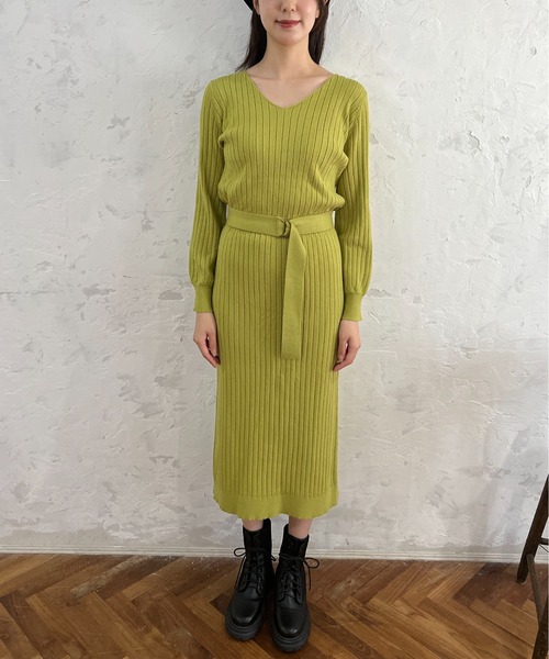 FREE'S MART（フリーズマート）の「ウォームストレッチリブブラウジングニットワンピース（ワンピース・レディース・ベージュ/ブラウン/ブラック/ライトグリーン・SMALL/MEDIUM）」の20枚目の写真