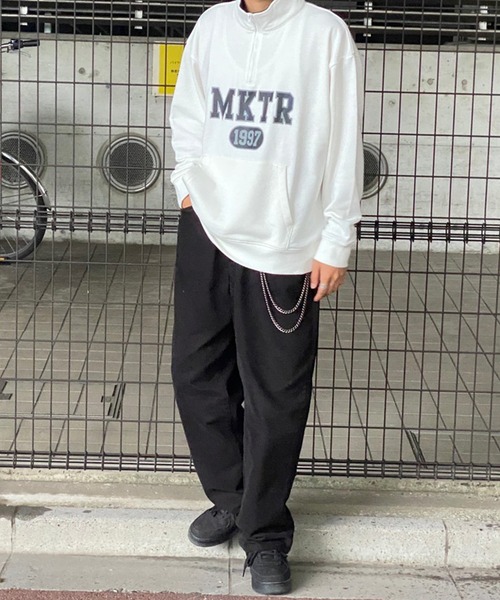 kutir（クティール）の「襟配色ハーフジップ（スウェット・メンズ・ブラック/オフホワイト・MEDIUM/LARGE）」の3枚目の写真