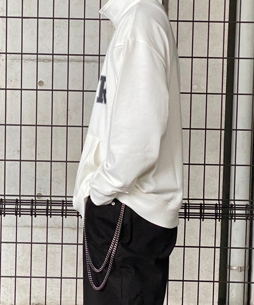 kutir（クティール）の「襟配色ハーフジップ（スウェット・メンズ・ブラック/オフホワイト・MEDIUM/LARGE）」の8枚目の写真