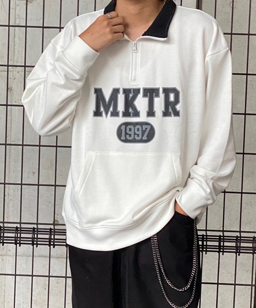 kutir（クティール）の「襟配色ハーフジップ（スウェット・メンズ・ブラック/オフホワイト・MEDIUM/LARGE）」の6枚目の写真