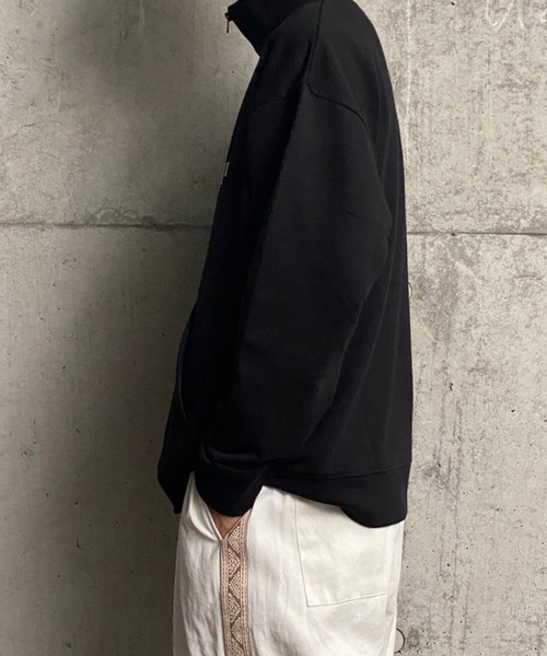 kutir（クティール）の「襟配色ハーフジップ（スウェット・メンズ・ブラック/オフホワイト・MEDIUM/LARGE）」の17枚目の写真