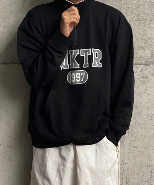 kutir（クティール）の「襟配色ハーフジップ（スウェット・メンズ・ブラック/オフホワイト・MEDIUM/LARGE）」の16枚目の写真