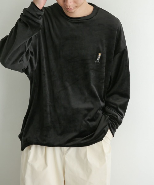 SENSE OF PLACE by URBAN RESEARCH（センスオブプレイスバイアーバンリサーチ）の「『別注』TeddyBear×SENSE OF PLACE　テディベアベロアスウェットA（スウェット・メンズ・ライトブルー/ブラック/ライトベージュ・MEDIUM/LARGE）」の8枚目の写真