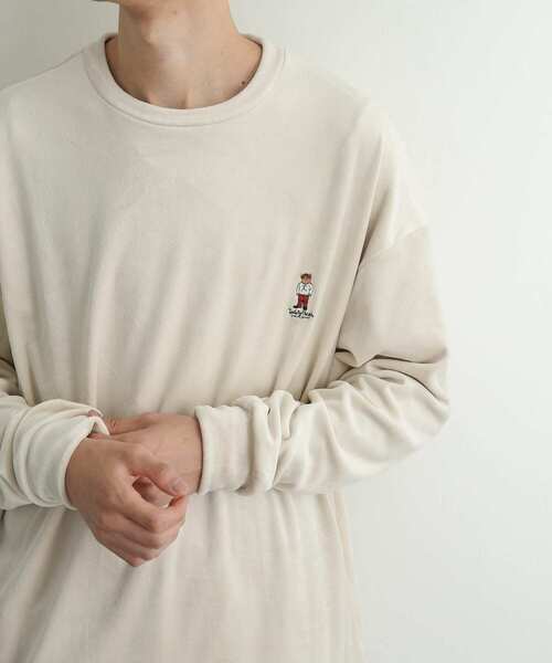 SENSE OF PLACE by URBAN RESEARCH（センスオブプレイスバイアーバンリサーチ）の「『別注』TeddyBear×SENSE OF PLACE　テディベアベロアスウェットA（スウェット・メンズ・ライトブルー/ブラック/ライトベージュ・MEDIUM/LARGE）」の11枚目の写真