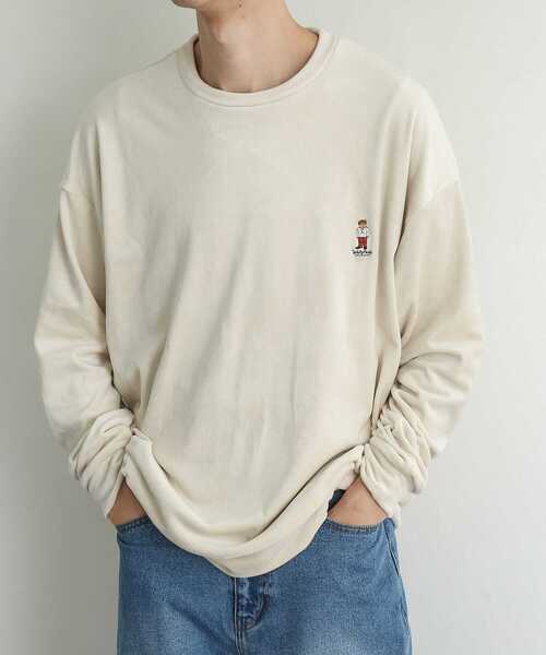 SENSE OF PLACE by URBAN RESEARCH（センスオブプレイスバイアーバンリサーチ）の「『別注』TeddyBear×SENSE OF PLACE　テディベアベロアスウェットA（スウェット・メンズ・ライトブルー/ブラック/ライトベージュ・MEDIUM/LARGE）」の12枚目の写真