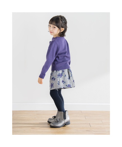 BeBe（ベベ）の「BeBe/【お揃い】千鳥チェックローズプリントキュロットパンツ(90~150cm)（その他パンツ・キッズ・レッド系その他/パープル系その他・140/150/120/130/100/110/90）」の9枚目の写真