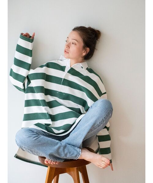 Ungrid(アングリッド)の「ビッグラガーシャツ(Tシャツ/カットソー・レディース・ネイビー/グリーン・FREE)」の3枚目の写真