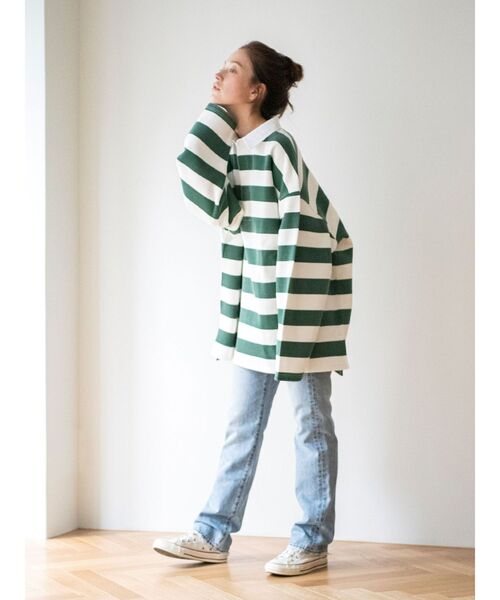 Ungrid(アングリッド)の「ビッグラガーシャツ(Tシャツ/カットソー・レディース・ネイビー/グリーン・FREE)」の5枚目の写真