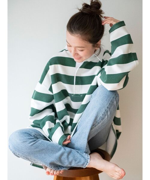 Ungrid(アングリッド)の「ビッグラガーシャツ(Tシャツ/カットソー・レディース・ネイビー/グリーン・FREE)」の7枚目の写真