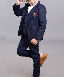 DAY CLOSET（デイ クローゼット）の「キッズ セットアップ長袖ジャケット+ベスト+シャツ+コサージュ+パンツ+ブローチ 6点セット（セットアップ）」